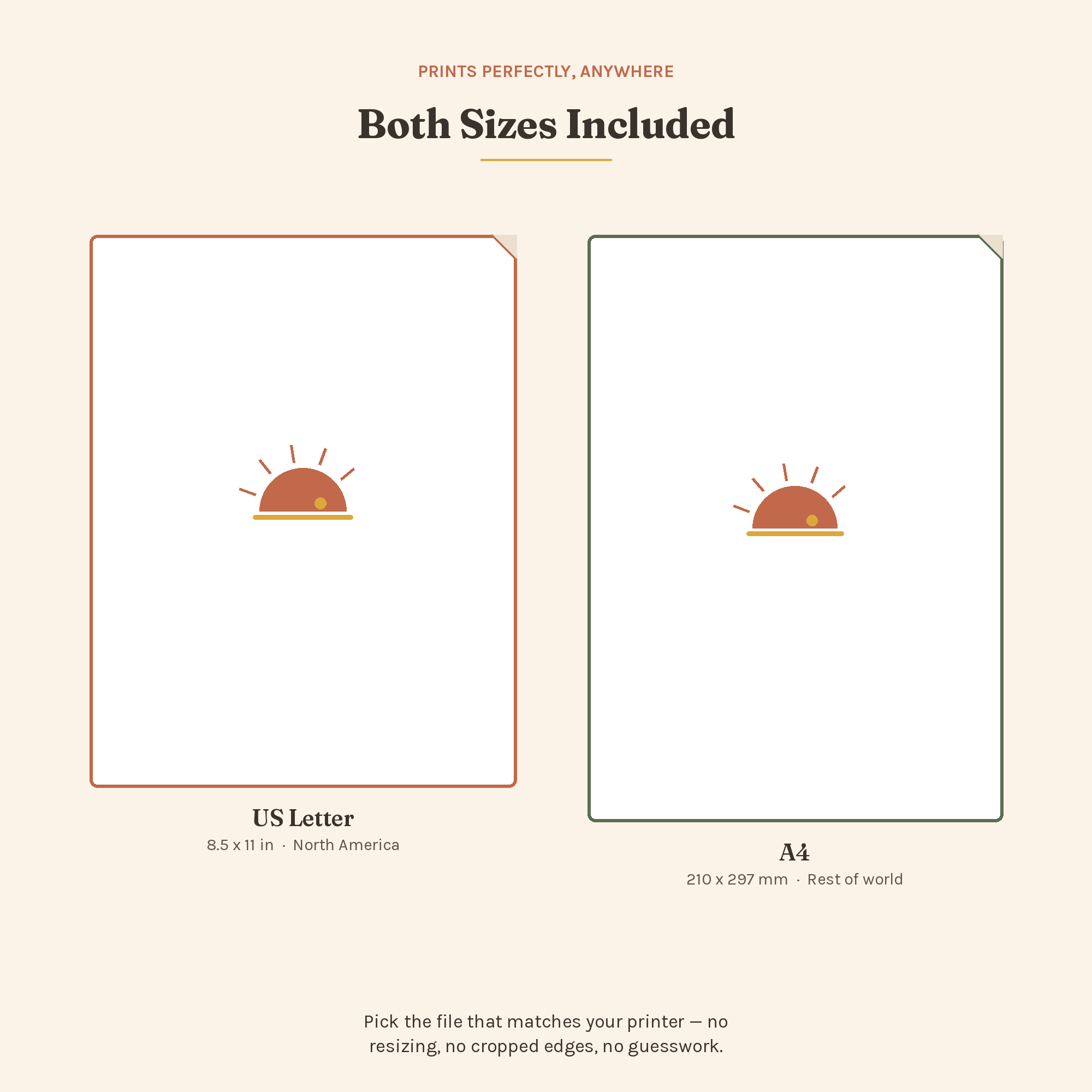 US Letter and A4 page formats shown side by side